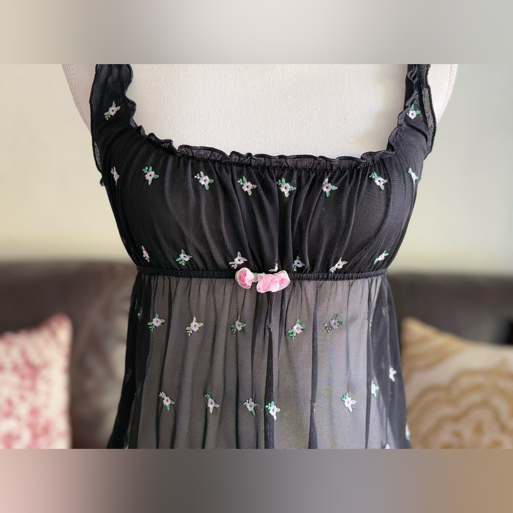 Y2k Victoria's Secret‎ Mesh Floral Embroidered Corset Milk Maid Tank Top Size L - Picture 7 of 15
